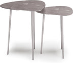2 Pc Metal Nesting Table - Nickel with Gray, Iron, Living Room Tables | Handcrafted cast aluminum nesting tables with nickel finish