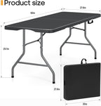 5ft Folding Table Heavy Duty 350 LBS Capacity Foldable Table with 18% Thicker HDPE Waterproof Top & Reinforced Steel Frame, Portable Fold-in-Half Table for Outdoor Indoor Party Wedding Camping