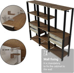 Madesa Kitchen Pantry Storage Rack with 4 Drawers, Open Shelves and Hanging Space 78" L Multiuse Modular Cabinet for Kitchen Organization - Black/Brown