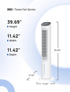 Dreo Evaporative Air Cooler, 40” Standing Fans that Blow Cold Air, 80° Oscillating Bladeless Cooling Fan for Bedroom, Swamp Cooler, Removable Water Tank, Ice Pack, Remote, 3 Mode 4-Speed, White