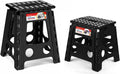 ACSTEP 16 and 13 Inch Folding Step Stool 2-Piece Set, 400/300 LB Capacity Plastic Foldable Stools with Handle, Non-Slip Step Stool, Home Use(Black & Black)