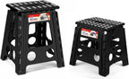 ACSTEP 16 and 13 Inch Folding Step Stool 2-Piece Set, 400/300 LB Capacity Plastic Foldable Stools with Handle, Non-Slip Step Stool, Home Use(Black & Black)