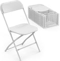 Bonnlo Folding Chairs Set of 12, White Plastic Chair Sturdy Seat with Metal Frame, Perfect for Party, Event, Wedding, Birthday, Office, Outside Entertaining