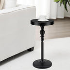 CroBlissful Black Metal Martini Table 9.5 x 9.5 x 20.5 Inches Round Drink Tables Decorative Pedestal Side Desk for Small Spaces Cocktail Drink Holder Stand Small End Shelf for Living Room Bedroom