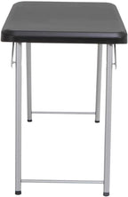 LIFETIME Stacking Compact Folding Table, 30 in. x 20 in., Black and Silver, Indoor/Outdoor