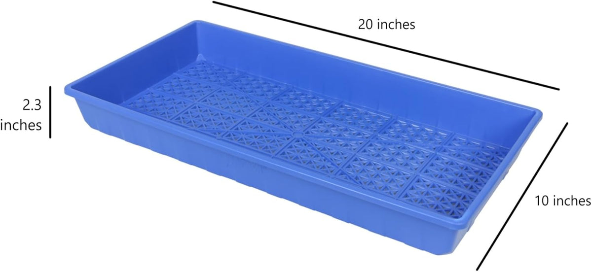 SUNPACK 10" x 20" Heavy Duty Mesh Plastic Seed Starting Tray, Blue, 2.3" (Pack of 10) - Ensures Water Drainage and Aeration, Perfect for Greenhouses or Indoor Gardening
