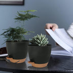 Self Watering Planters with Drainage Holes Reservoir,Nursery Planting Pot for Indoor Decor Garden Plants Succulents,Snake Plant, African Violet,Plastic Flower Pots Set 7+6.5+6+5.5+5 Inch (Black)