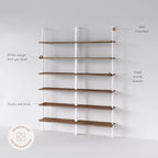 Nathan James Theo 6-Shelf Tall Bookcase, Wall Mount Bookshelf with Natural Wood Finish and Industrial Metal Frame, Rustic Oak/White, Set of 2