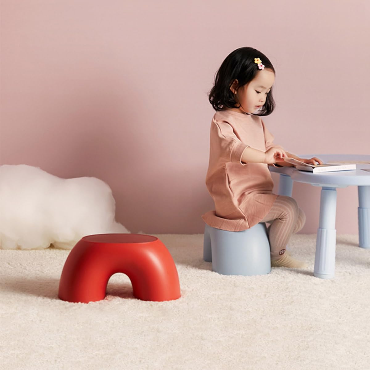 Simple Colourful Small Short Stool for Home, Non-Slip Ring Rainbow Shoe Stool for Living Room Bedroom Study Leisure Place, E