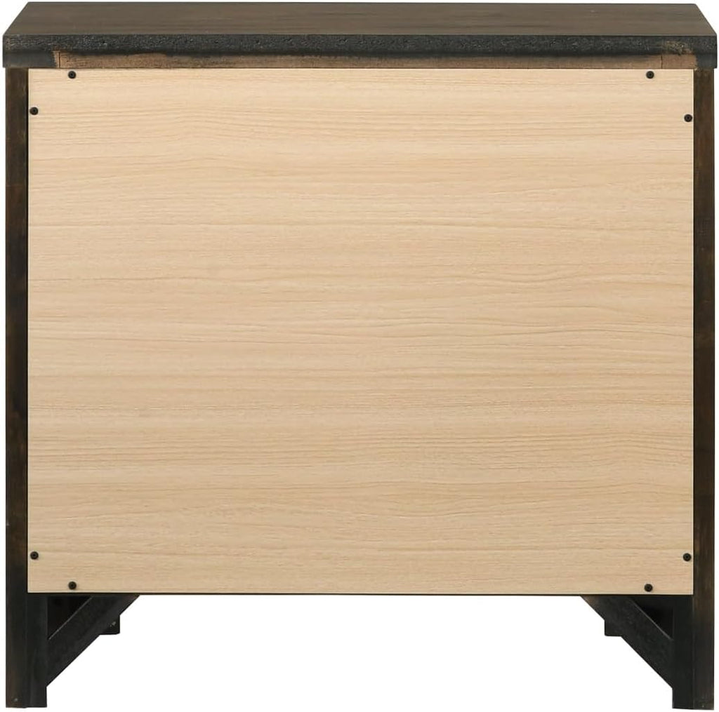 Oak Finish Nightstand 1pc Contemporary Two-Drawers Nightstand Bed Side Cabinet Furniture,for Small Spaces