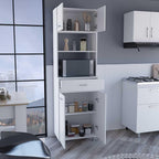 Microwave Double Door Cabinet, One Drawer, One Shelf, White