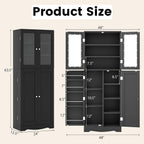 SlickBlue Tall Kitchen Pantry Cabinet with Tempered Glass Doors and Storage Shelves