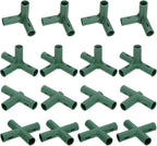 16 Pcs 19mm Greenhouse Frame Building Connectors, 4 Types Pipe Fitting for Grape Trellis/Sunscreen Shed/Gardening Plant Stakes, Greenhouse Accessories [Green]