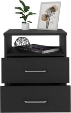 Nightstand, End Table, Side Table Superior Top, Two Drawers, One Shelf -Black,for Small Spaces