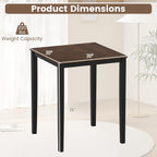 Giantex Square Dining Table for 2-4, 30"x30"x36" Kitchen Table with Solid Rubber Wood Frame, 220lbs Capacity, Space-Saving Dinner Tables for Small Space, Dining Room, Living Room, Pub (Brown + Black)