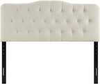 Modway Annabel Tufted Button Linen Fabric Upholstered Queen Headboard in Ivory