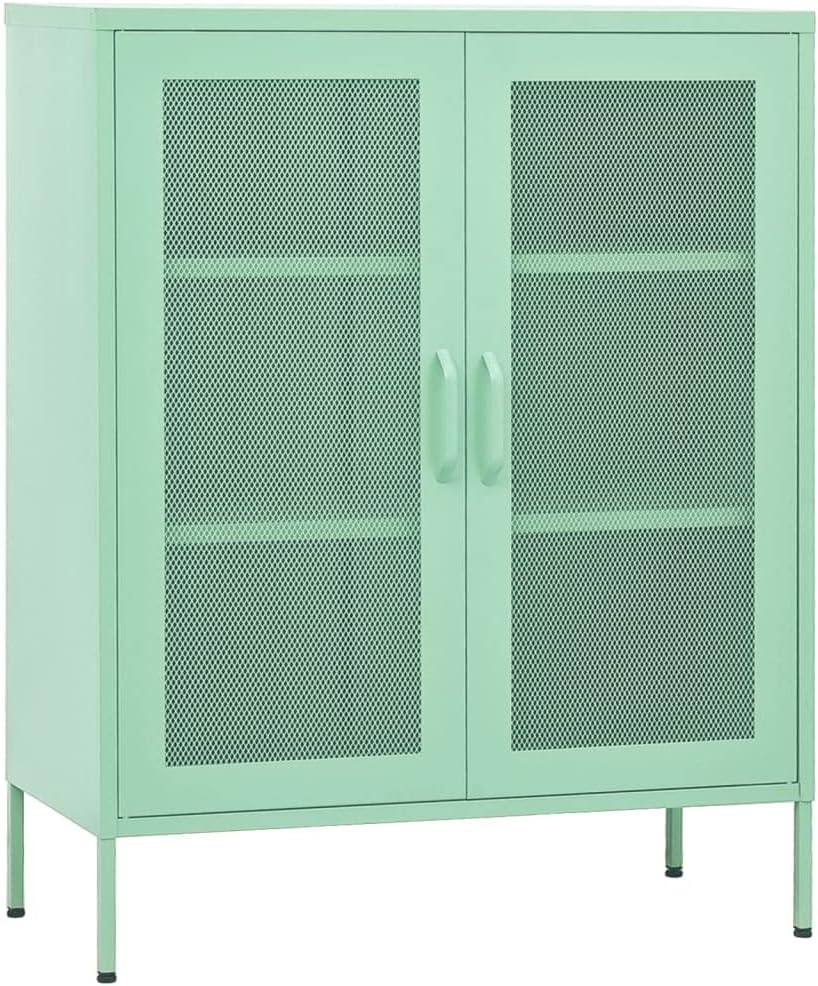 Mint Steel Storage Cabinet 13.8" W x 31.5" L x 40" H, Adjustable Shelves 198 lb Load, Slim Metal Cupboard for Bathroom, Pantry, Living Room & Kitchen, Small Space Organizer