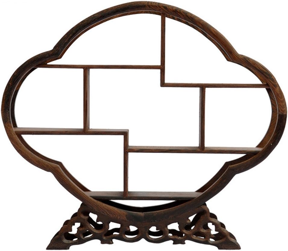 NWFashion Chinese Wooden Rosewood Display Stand Decoration 11" Curio Cabinets Shelf (Begonia)