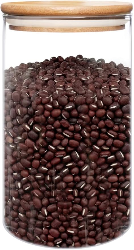 umieo 50oz (1400ml) Glass Jar with Lid Airtight Food Storage Container Bamboo Large Clear Canisters Hold Coffee Beans Candy Nuts Sugar