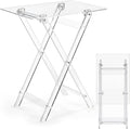 Namalu Acrylic Foldable TV Dinner Table Clear Small Folding Tray Space Saving for Eating Snack Coffee Bed Desk Living Room Kitchen Furniture Easy Assembly(No Edge,24 * 20 * 14 Inches,Transparent)