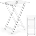 Namalu Acrylic Foldable TV Dinner Table Clear Small Folding Tray Space Saving for Eating Snack Coffee Bed Desk Living Room Kitchen Furniture Easy Assembly(No Edge,24 * 20 * 14 Inches,Transparent)
