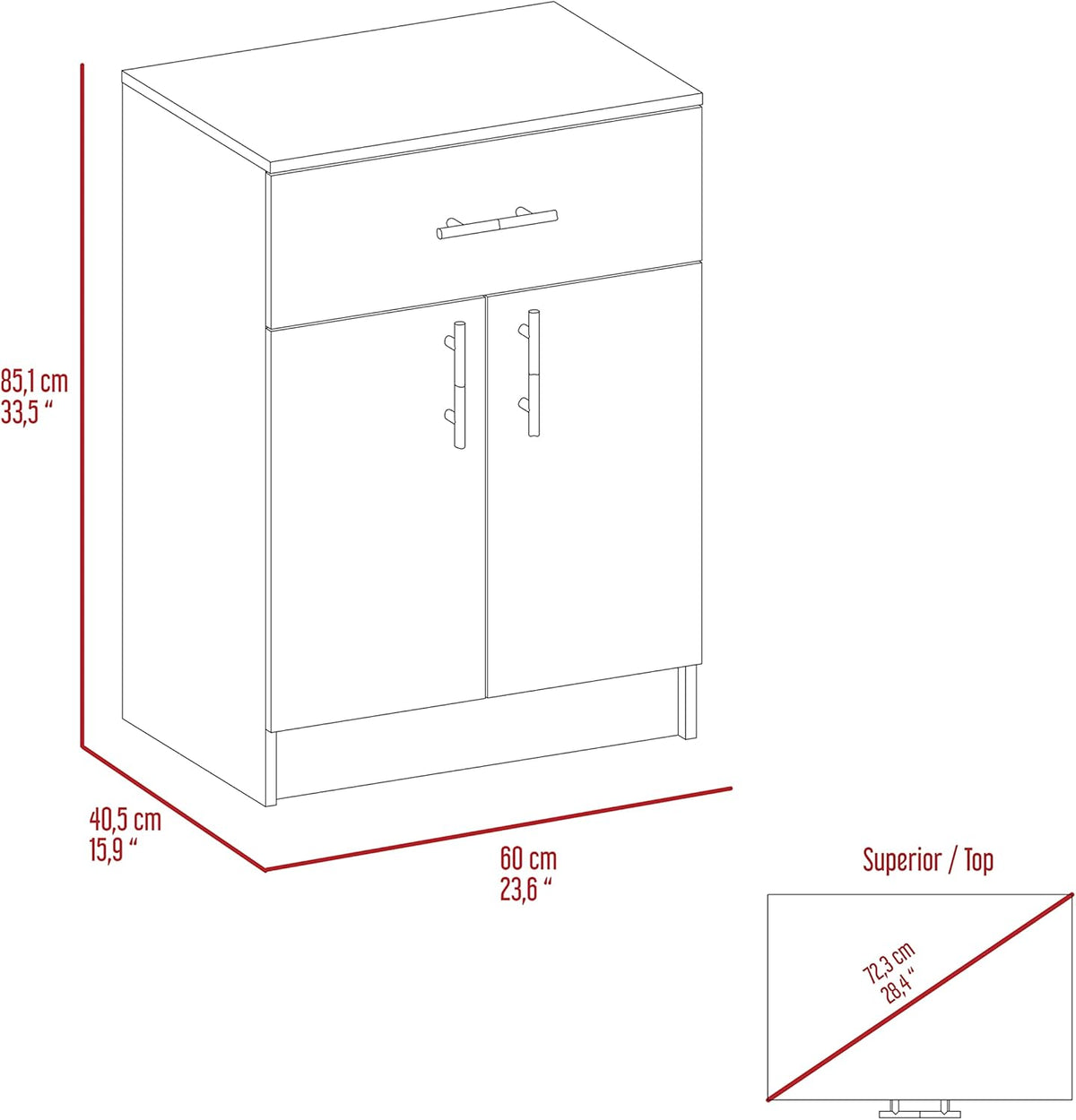 Pantry Cabinet,One Drawer,One Double Door Cabinet with Two Shelves,for Kitchen,Dining Room