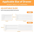 REBECAT 5 Pack Drawer Dividers for Clothes Adjustable Drawer Dividers 4" High Expandable from 11"-17" for Dresser Baby Clothes Bathroom Bedroom Kitchen and Office Storage，White