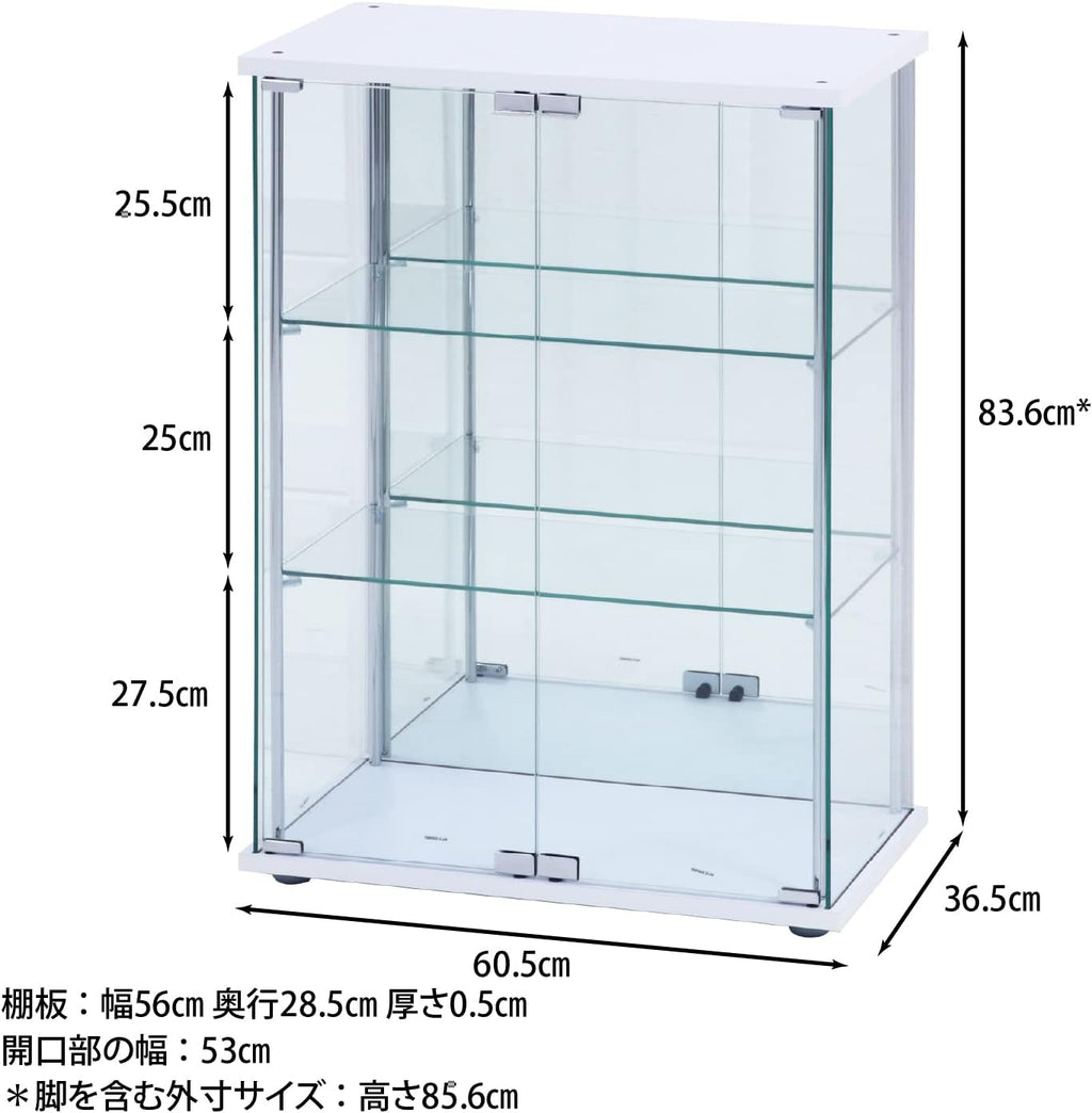 不二貿易(Fujiboeki) Fuji Boeki 72802 Collection Case, Figure Case, 3 Tiers, Width 23.8 x Depth 14.4 x Height 33.5 inches (60.5 x 36.5 x 85 cm), White, Wide Type, Rear Mirror