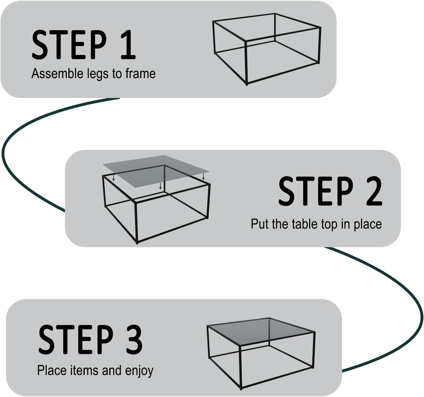 Glass Coffee Tables for Living Room Square Modern Center Table for Small Space,Tempered Glass-top with Sturdy Metal Frame Sofa Side End Table, Easy Assembly,26.4 x 26.4 x 15.7 Inches, Gray Black