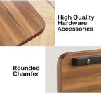 C Shaped End Table with 4 Wheels Side Table Portable Coffee Table Save Space Accent Table for Living Room Center Table
