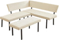 HIPIHOM Modern L-Shaped Dining Bench, 67 Inch Fabric Upholstered Corner Sofa with Metal Legs for Kitchen Nook, Living Room, Dining Room (Beige)