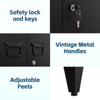 MIIIKO Metal Locker with 2 Doors, Metal Storage Sideboard Accent Cabinets for Kitchen, Pantry, Home Office and Garage