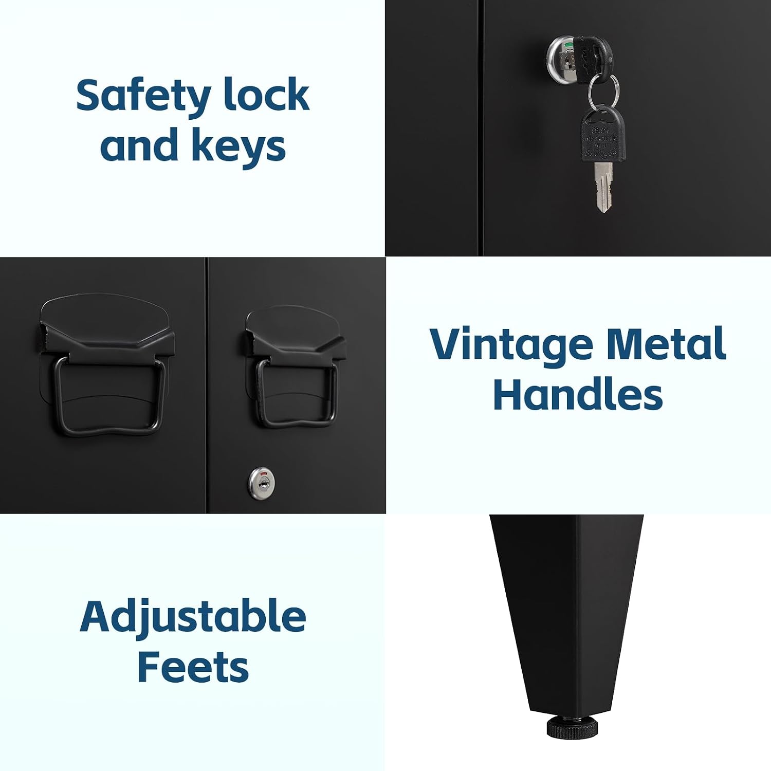 MIIIKO Metal Locker with 2 Doors, Metal Storage Sideboard Accent Cabinets for Kitchen, Pantry, Home Office and Garage