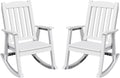 Greesum Outdoor Plastic Rocking Chair Set of 2, Patio Rocking Chair for Outside, Waterproof & Rust-Proof, Supports 300 lbs, Suitable for Garden Lawn Front Porch Poolside – White