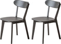 YESWOOD Oak Dining Chairs Set of 2, 100% Solid Wood Kitchen Chairs with Curved Backrest, Mid Century Modern & Farmhouse Side Chairs for Dining Room, Living Room, Study, Black