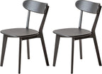 YESWOOD Oak Dining Chairs Set of 2, 100% Solid Wood Kitchen Chairs with Curved Backrest, Mid Century Modern & Farmhouse Side Chairs for Dining Room, Living Room, Study, Black