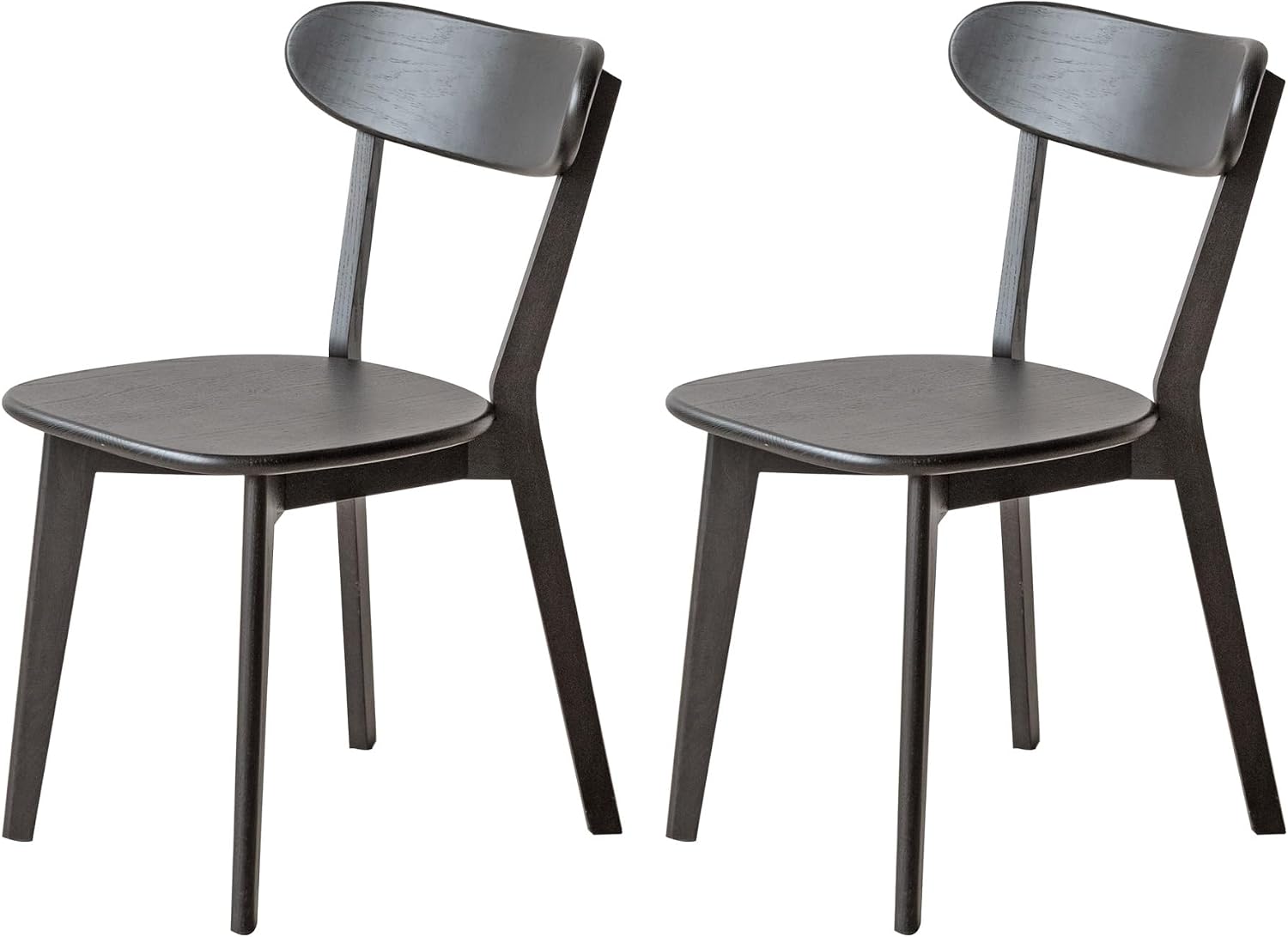 YESWOOD Oak Dining Chairs Set of 2, 100% Solid Wood Kitchen Chairs with Curved Backrest, Mid Century Modern & Farmhouse Side Chairs for Dining Room, Living Room, Study, Black