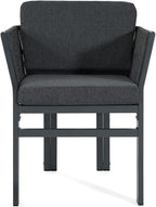 Outdoor Dining Chair Set of 2,White Aluminum Frame with Beige Cushion, 300lbs Capacity, All-Weather Patio Seating for Backyard, Deck & Garden (Grey Frame + Grey Cushion)