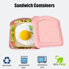 NADUSEP Sandwich Containers, Sandwich Containers for Lunch Boxes Plastic Toast Shape Food Storage Sandwich Box with Lid, BPA Free and Reusable, Microwave & Dishwasher Safe, for Family or Adults