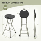 GYMAX Folding Stool, 28in Portable Collapsible Bar Stool with Handle & Steel Frame, 330lbs Sturdy Foldable Lightweight Metal Chair for Outdoor/Indoor Kitchen Home Bar, Assembly Free (Set of 1, 28inch)