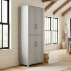 Furnifact Gray Tall Kitchen Storage Pantry, MDF Birch Veneer, Adjustable Shelves, Freestanding Pantry Cabinet for Kitchen Dining