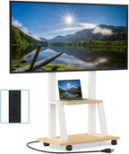 Rolling TV Stand for 32-80 Inch TVs, TV Cart with Power Outlet | TV Stand for Living Room, Outdoor TV Stand with Wheels, TV Stands for LCD OLED 4K Flat/Curved Panels Max VESA 600x400mm