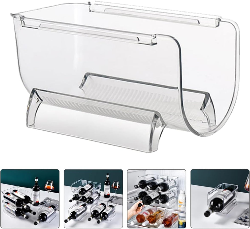 SHINEOFI 8Pcs Stackable Acrylic Wine Bottle Holder Wine Storage Rack Single Liquor Bottle Shelf Stable Design for Home Bar Countertop Display