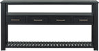 LKTART Console Table for Entryway with 4 Drawers,61.5'' Long Sofa Table with 3-Tier Open Shelves,Entry Table for Hallway,Foyer,Living Room,Black