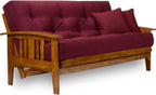 Westfield Futon Set - Queen Size, Frame, 8" Mattress, Twill Burgundy Cover