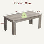 CABIHOME 63" Rectangular Dining Table for 4-6, Farmhouse Large Kitchen Table, Sturdy Frame, 4 Triangular Stable Legs, Thick Tabletop, Ideal for Apartment, Dining Room, Small Space, Retro Gray