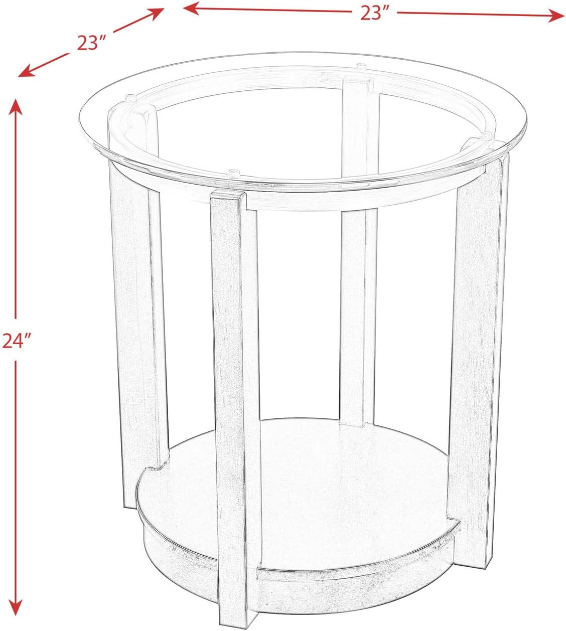 Maykoosh Round End Table with Glass Top & Espresso Finish - Accent Table