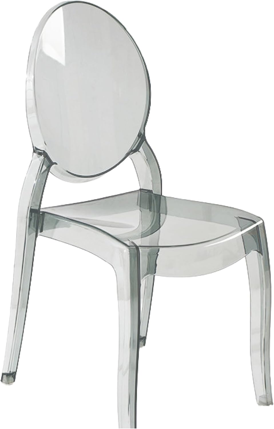 Fohfurniture Large 20" Seat Ghost Chairs Set of 4, Modern Acrylic Accent Dining Chairs, Kitchen and Restaurant Chairs, Circle-Back Armless Stackable Chair for Events, Weddings, Banquets Smoke Grey