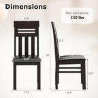Giantex Wooden Dining Chairs Set of 4, High Back Dining Room Chairs with Padded Seat & Rubber Wood Frame, PU Leather Farmhouse Side Chairs for Kitchen Living Room