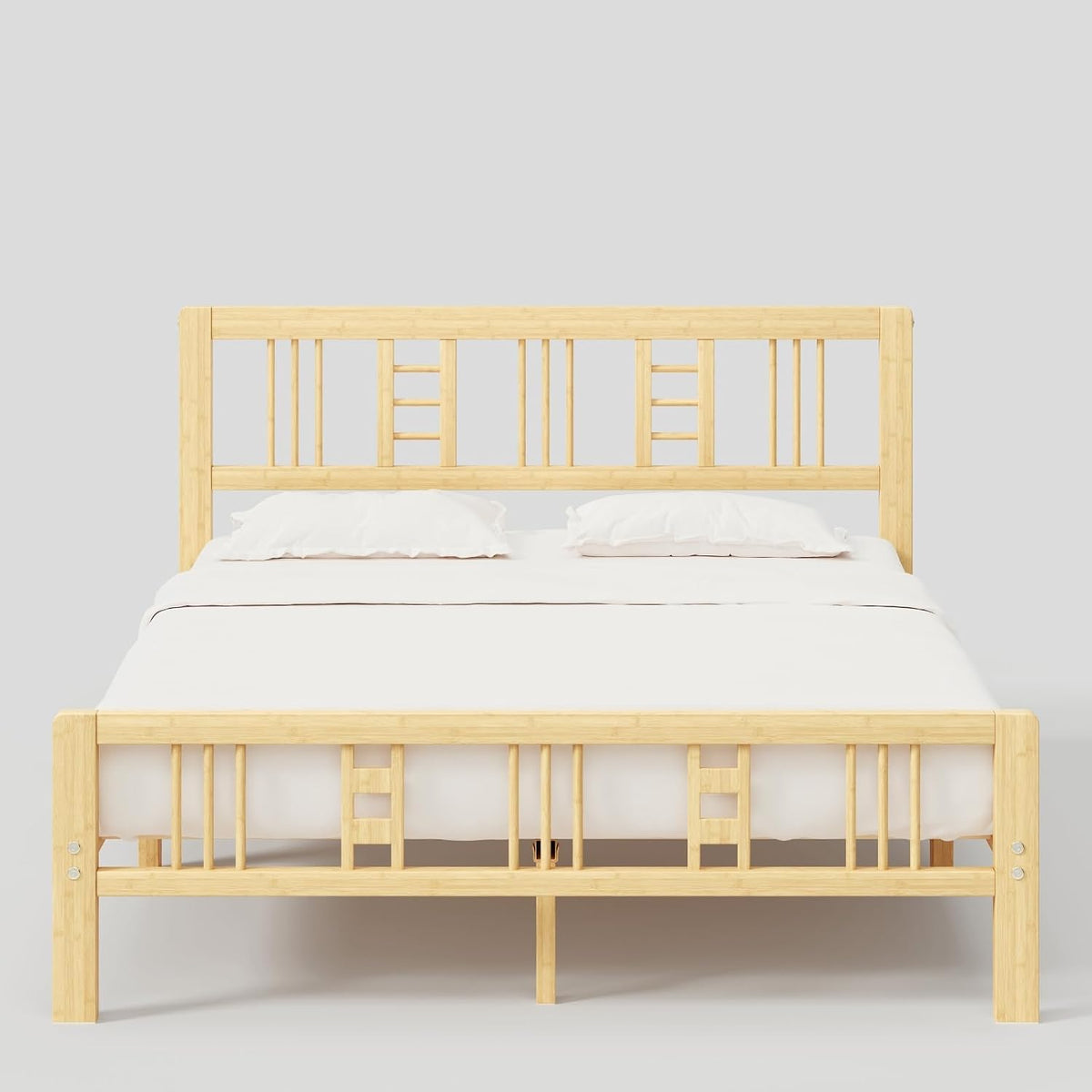 10 Inch Bamboo Queen Size Bed Frame with Headboard and Footboard